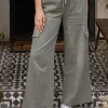 Eila Stretch Twill Wide Leg Cargo Pant