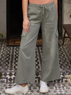 Eila Stretch Twill Wide Leg Cargo Pant