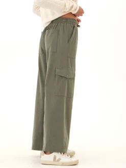 Eila Stretch Twill Wide Leg Cargo Pant