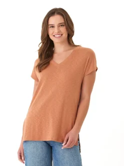 Elsie Textured Slub Jersey Vneck Tee