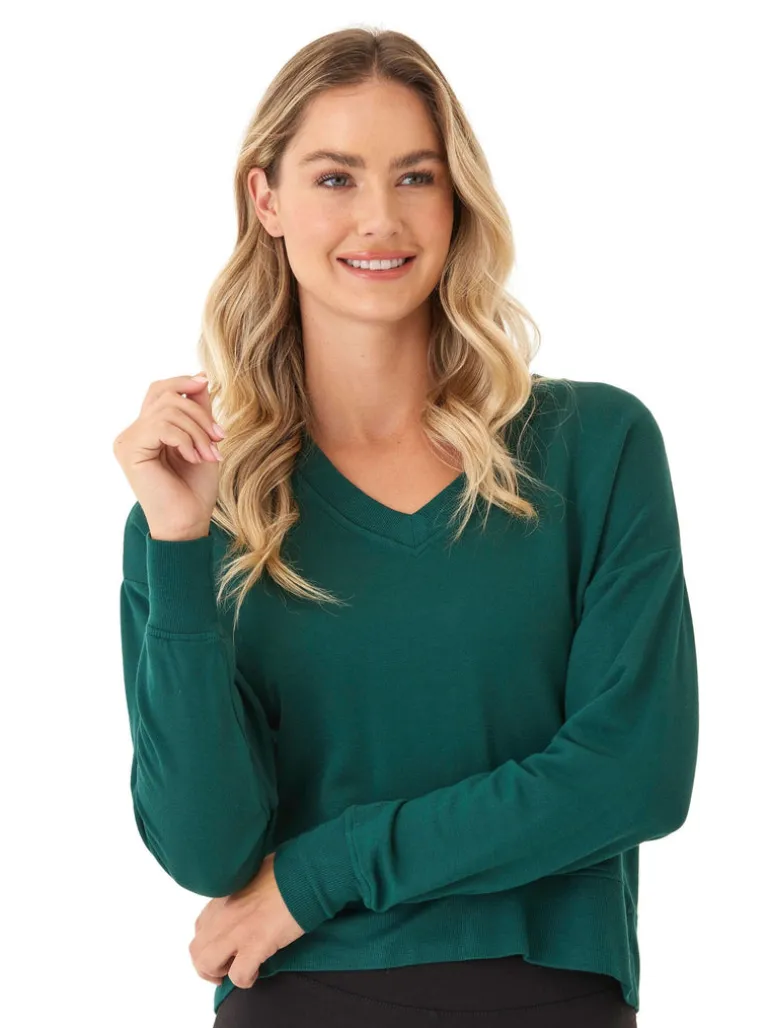 Elyzza Feather Fleece V-Neck Pullover