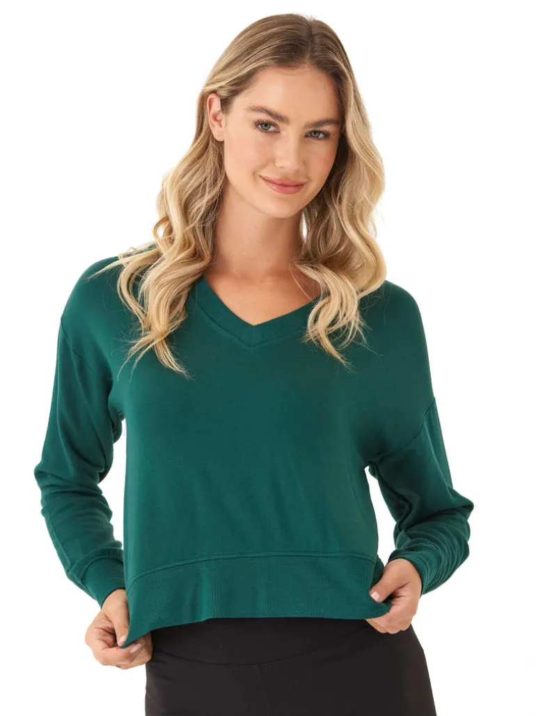 Elyzza Feather Fleece V-Neck Pullover