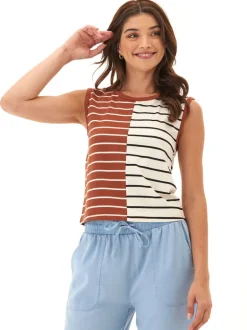 Emilia Caribbean Stripe Eco Jersey Crew Tank