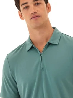 Erick Peached Pique ¼ Zip SS Polo