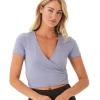 Faylinne Heather Luxe Jersey Wrap Tee