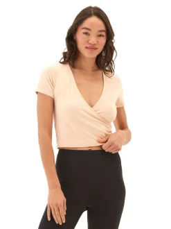 Faylinne Heather Luxe Jersey Wrap Tee