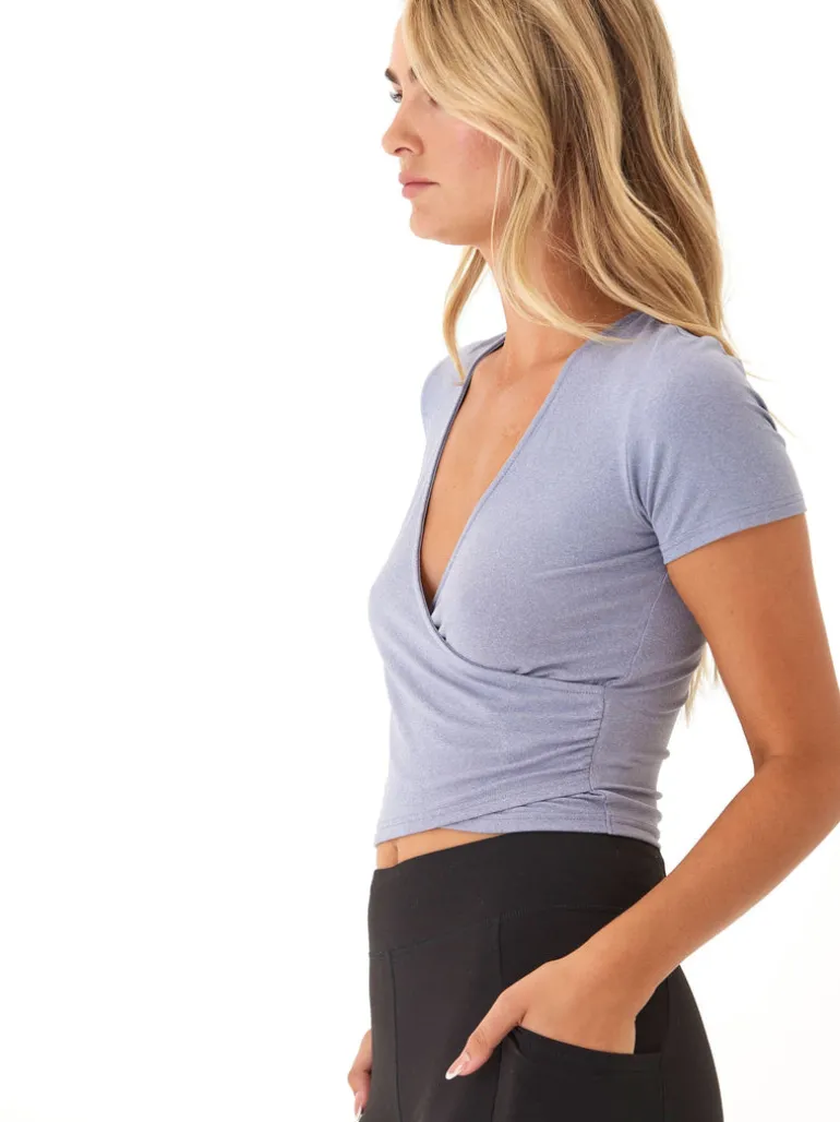 Faylinne Heather Luxe Jersey Wrap Tee