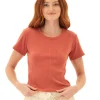 Felicia Organic Rib Scoop Neck Tee