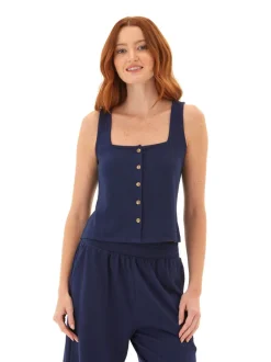 Jamila Smocked Jersey Tank