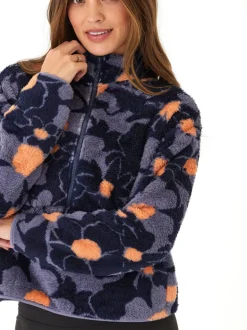 Josephine Abstract Bloom Print Sherpa 1/2-Zip