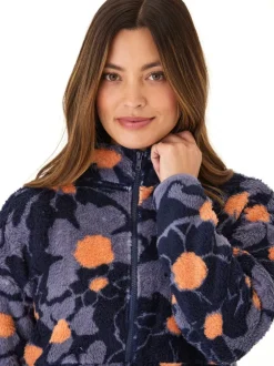 Josephine Abstract Bloom Print Sherpa 1/2-Zip
