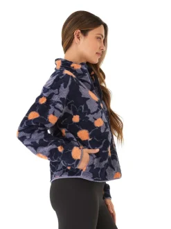 Josephine Abstract Bloom Print Sherpa 1/2-Zip