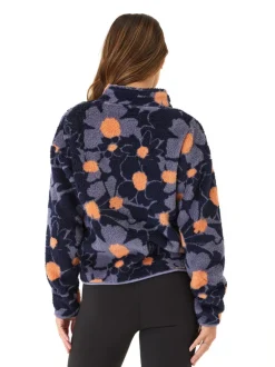 Josephine Abstract Bloom Print Sherpa 1/2-Zip