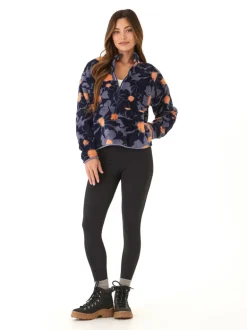 Josephine Abstract Bloom Print Sherpa 1/2-Zip