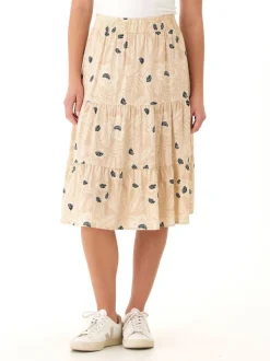 Kathleen Island Flora Print Woven Midi Skirt