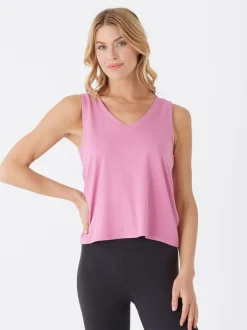 Kristie Criss Cross Heather Luxe Jersey Tank