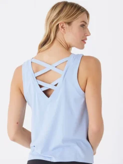 Kristie Criss Cross Heather Luxe Jersey Tank
