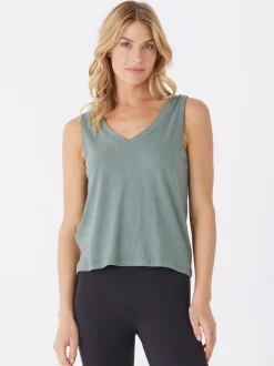 Kristie Criss Cross Heather Luxe Jersey Tank
