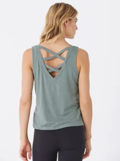 Kristie Criss Cross Heather Luxe Jersey Tank
