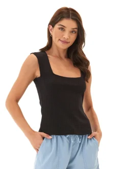 Leah Organic Rib Square Neck Tank