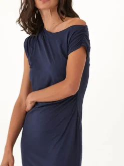Leoni Luxe Jersey Ruched Midi Dress