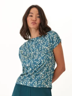 Leoni Micro Bloom Print Off-Shoulder Luxe Jersey Top