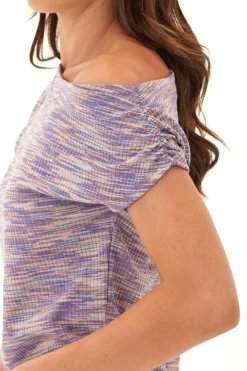Leoni Off-Shoulder Marble Rib Top