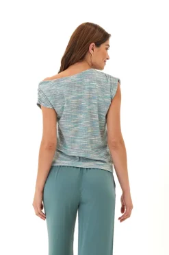 Leoni Off-Shoulder Marble Rib Top
