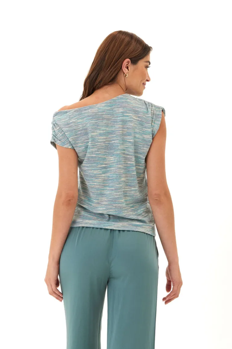 Leoni Off-Shoulder Marble Rib Top