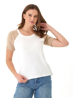 Lynsey Slub Jersey Colorblock Raglan Crew Tee