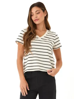 Maxine Caribbean Stripe Eco Jersey V-Neck Tee