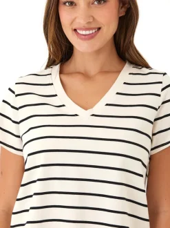 Maxine Caribbean Stripe Eco Jersey V-Neck Tee