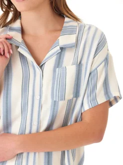 Mikaela Shoreline Stripe EcoVero Woven Button-Up