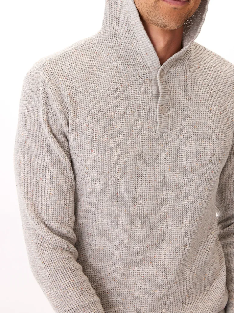 Raja Waffle Knit Henley Hoodie Sweater