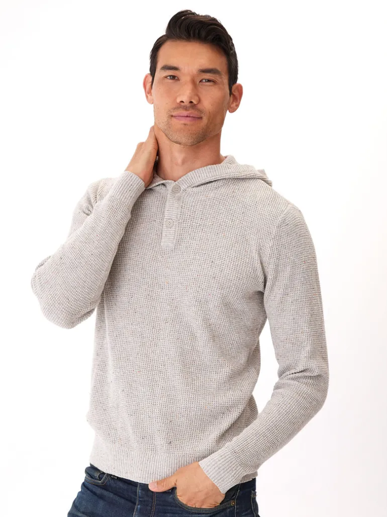 Raja Waffle Knit Henley Hoodie Sweater