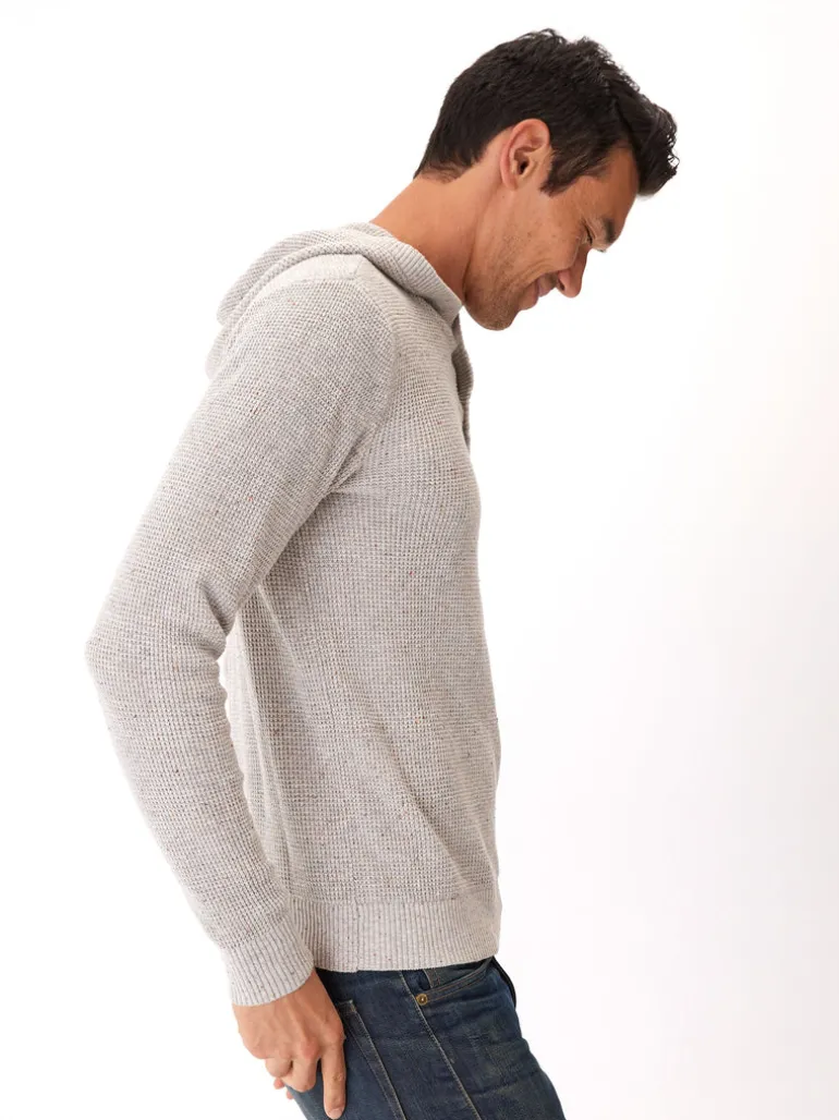 Raja Waffle Knit Henley Hoodie Sweater