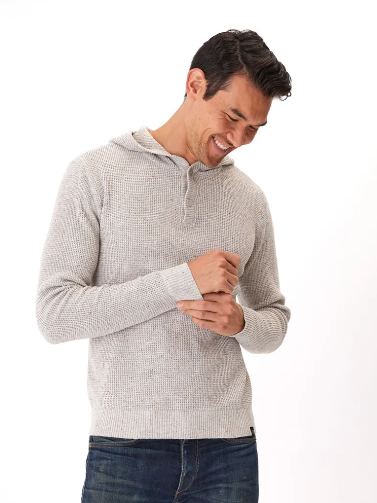 Raja Waffle Knit Henley Hoodie Sweater