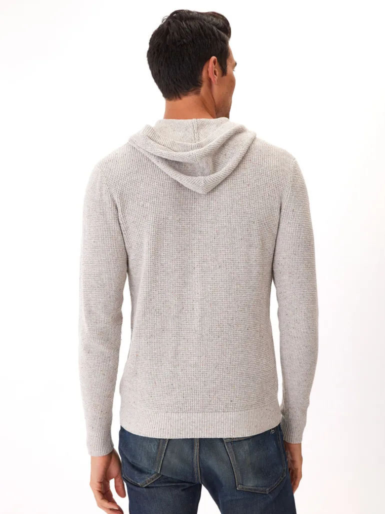 Raja Waffle Knit Henley Hoodie Sweater