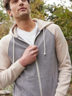 Triblend Raglan Colorblock Zip Fleece Hoodie