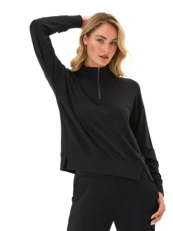 Whitnie Modal Terry 1/2-Zip Mock Neck Pullover