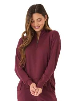 Whitnie Modal Terry 1/2-Zip Mock Neck Pullover