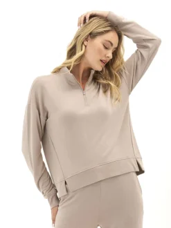 Whitnie Modal Terry 1/2-Zip Mock Neck Pullover
