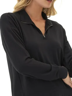 Whitnie Modal Terry 1/2-Zip Mock Neck Pullover