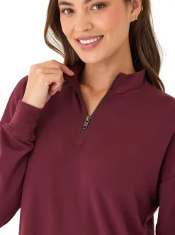 Whitnie Modal Terry 1/2-Zip Mock Neck Pullover