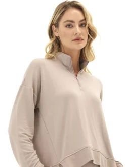 Whitnie Modal Terry 1/2-Zip Mock Neck Pullover